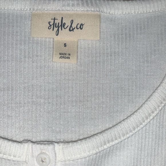 Soft Henley Long Sleeve Tops in White and Gray - Picture 13 of 15